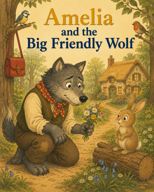 Murmle personalised audiobook cover example for Big Friendly Wolf.