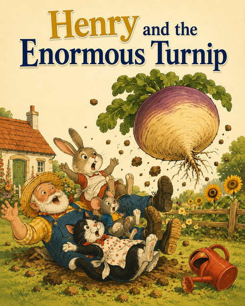 Murmle personalised audiobook cover example for Enormous Turnip.